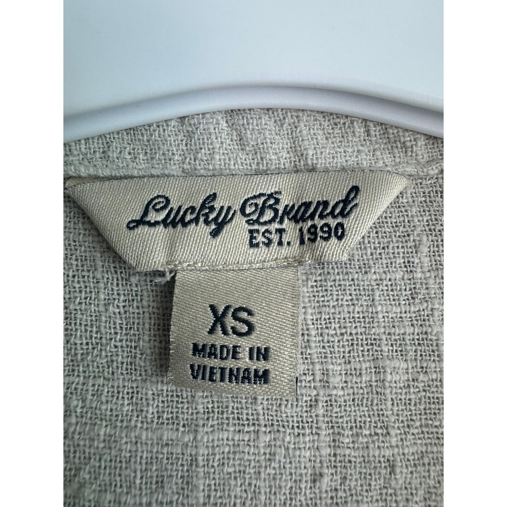 Lucky‎ Brand Linen Blend Button Down Shirt Top Beige XS Long Sleeve - Picture 4 of 9